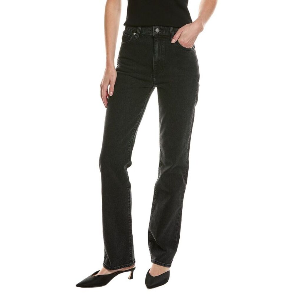 Frame Denim Womens Frame The Ruler Vector Slim Straight Jean, Black
